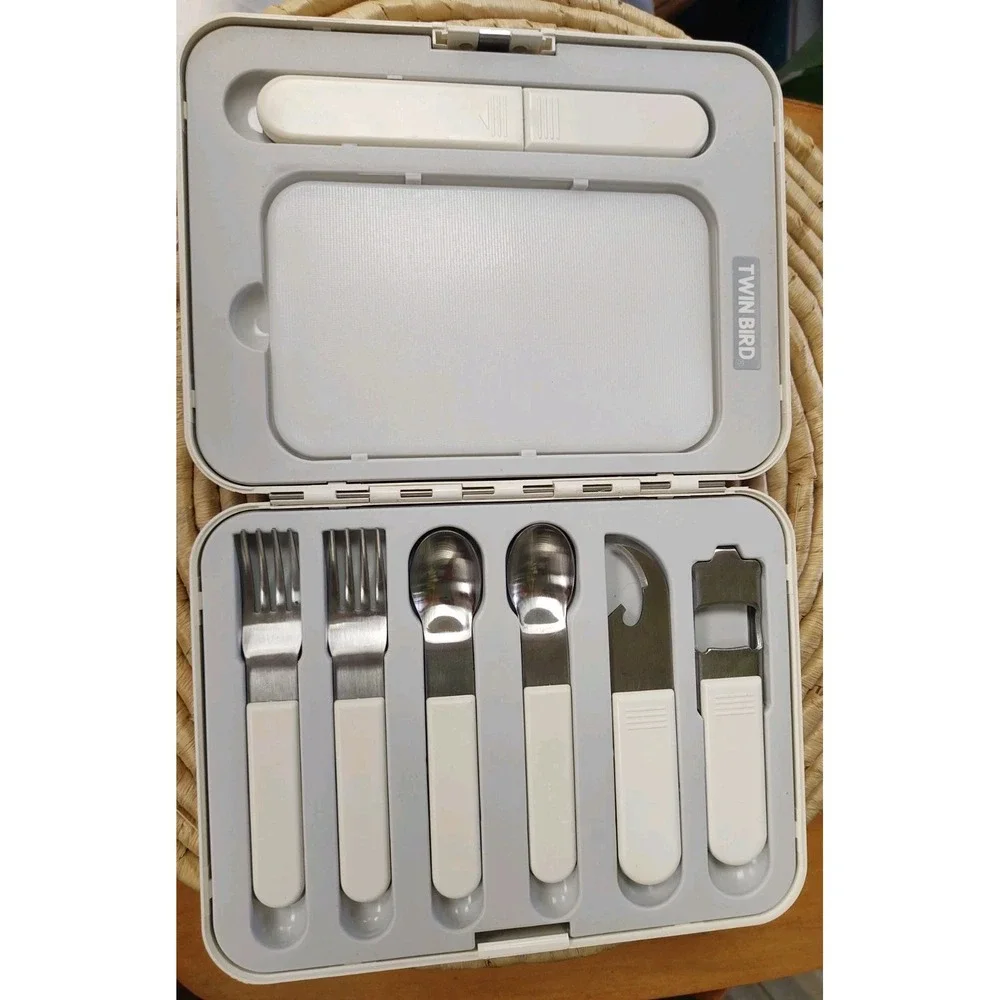 VTG Twin Bird Japanese Cutlery Set Picnic Travel Flatware Stainless Steel Japan